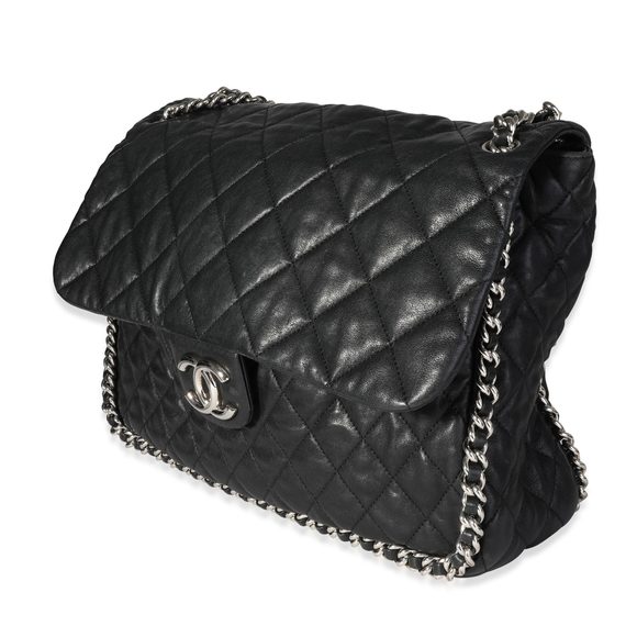 Chanel Black Quilted Lambskin Chain Around Maxi Flap Bag - Picture 2 of 8